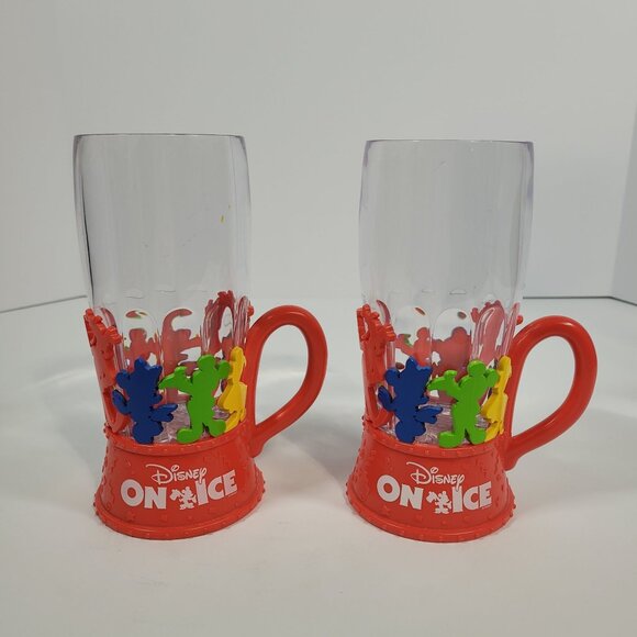 Disney On Ice Light Up Souvenir Cups With Handles Mickey Minnie Mouse Set Of 2 - Picture 1 of 8